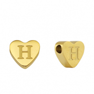 Perline in acciaio inossidabile cuore lettera H oro