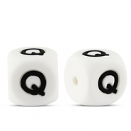 Perline alfabeto in silicone Q bianco-nero