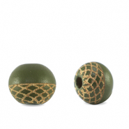 Perline di legno tonde 10mm con motivo verde oliva
