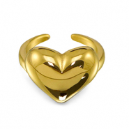 Anelli in acciaio inossidabile cuore oro