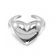 Anelli in acciaio inossidabile cuore argento