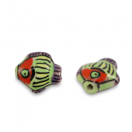 Perline di ceramica pesce Giallo-verde rosso