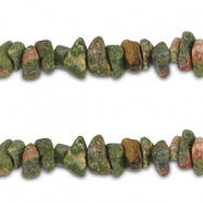 Perline in pietra naturale chips Unakite rosa-verde
