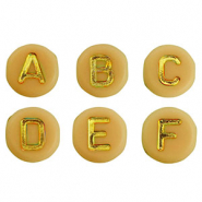Perline alfabeto in acrilico mix giallo ocra-oro
