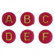 Perline alfabeto in acrilico mix rosso-oro