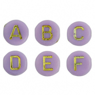 Perline alfabeto in acrilico mix viola-oro
