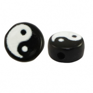 Perline alfabeto in acrilico Yin & Yang nero-bianco