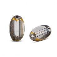 Perline di vetro ovale sfaccettate grigio trasparente-oro