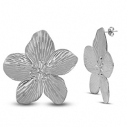 Orecchini in acciaio inossidabile fiore argento