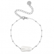 Bracciali in acciaio inossidabile perle argento