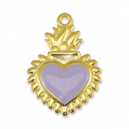Ciondoli di metallo DQ cuore lilla-oro (privo di nichel)