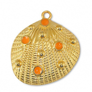 Ciondoli di metallo DQ conchiglia arancione-oro (privo di nichel)