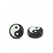 Perline alfabeto in acrilico Yin & Yang nero-bianco