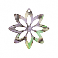 Pendenti in resina fiore multicolore viola-verde
