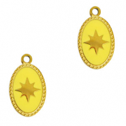 Ciondoli in acciaio inossidabile ovale sole oro-giallo