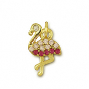 Metallo TQ in ottone ciondolo fenicottero oro-rosa