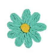 Pendenti in rafia fiore 50mm verde