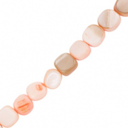 Perline di conchiglia quadrato rosa-sabbia marrone