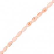 Perline di conchiglia ovale rosa-sabbia marrone