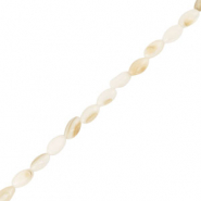 Perline di conchiglia ovale bianco-sabbia marrone