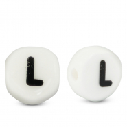 Perline alfabeto in ceramica L bianco-nero