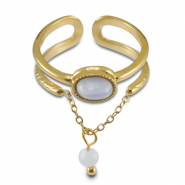Anelli in acciaio inossidabile con pietra naturale oro-viola lilla-bianco