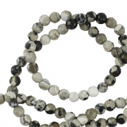 Perline in pietra naturale Agata 3mm sfaccettate effetto grigio beige-nero