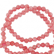 Perline in pietra naturale 3mm sfaccettate effetto rosso corallo vivo