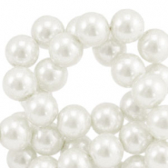 Perline di vetro con effetto perlato 10mm bianco