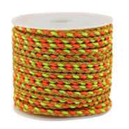 Cordoncino intrecciato alla moda 3mm arancione-giallo-oro