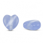 Perline di vetro Occhio di gatto cuore blu lavanda