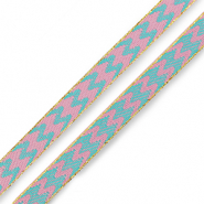 Nastro con testo linee aggraziate turchese blu-rosa