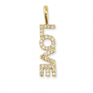 Metallo TQ in ottone ciondolo zirconi "love" oro
