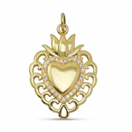 Metallo TQ in ottone ciondolo zirconia cuore oro