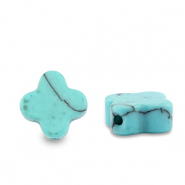 Perline in pietra naturale Calcite quadrifoglio turchese