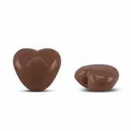 Perline in acrilico cuore marrone