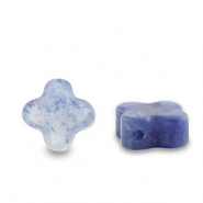 Perline in pietra naturale Sodalite e Microclino quadrifoglio blu scuro