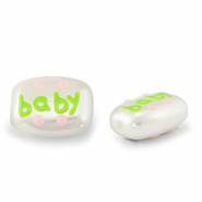 Perline in acrilico "baby" perla-verde chiaro-rosa chiaro