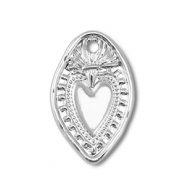 Ciondoli di metallo ovale con cuore argento