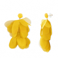 Orecchini alla moda chiffon fiore giallo-oro