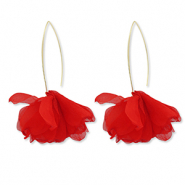 Orecchini alla moda chiffon fiore rosso-oro