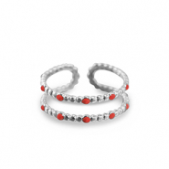 Anelli in acciaio inossidabile con puntini argento-rosso