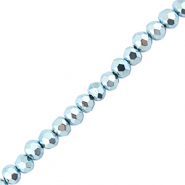 Perline sfaccettate 4x3mm rondella blu chiaro metallico