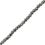 Perline sfaccettate tonde 2mm  gunmetal metallico