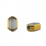 Perline di vetro esagono grigio trasparente-oro