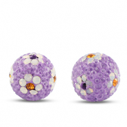 Perline in stile boh&eacute;mien tonda viola-bianco