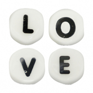 Perline alfabeto in ceramica - LOVE bianco-nero