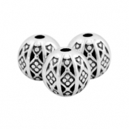 Perline di metallo DQ 8mm in stile bohémien tonda argento antico (privo di nichel)