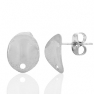Orecchini in acciaio inossidabile ovale con anellino argento