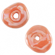 Perline di ceramica greca DQ donut arancione pallido